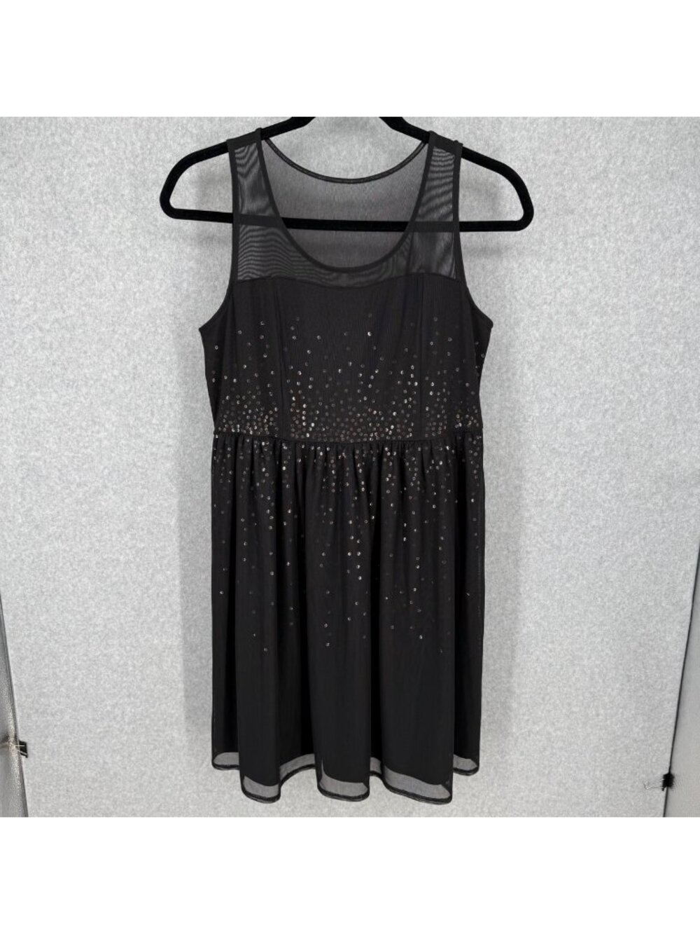 Lane Bryant Womens Sleeveless Sequin Mesh Dress Size 16 Black Party Classic EUC